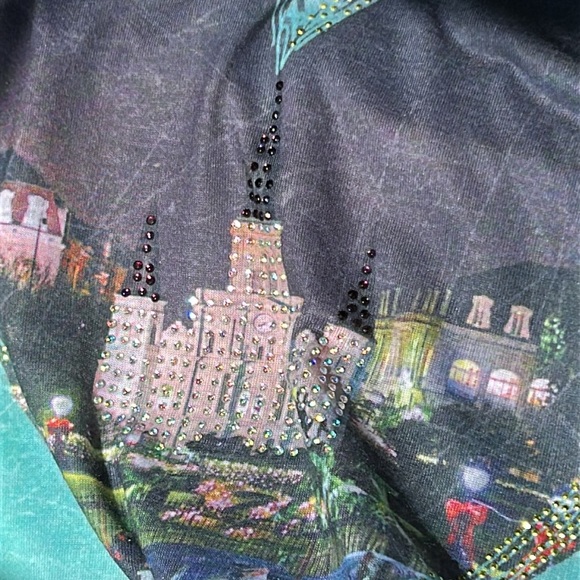 I Heart New Orleans Women's Graphic Rhinestone V Neck Shirt Large Short Sleeve - Picture 6 of 6